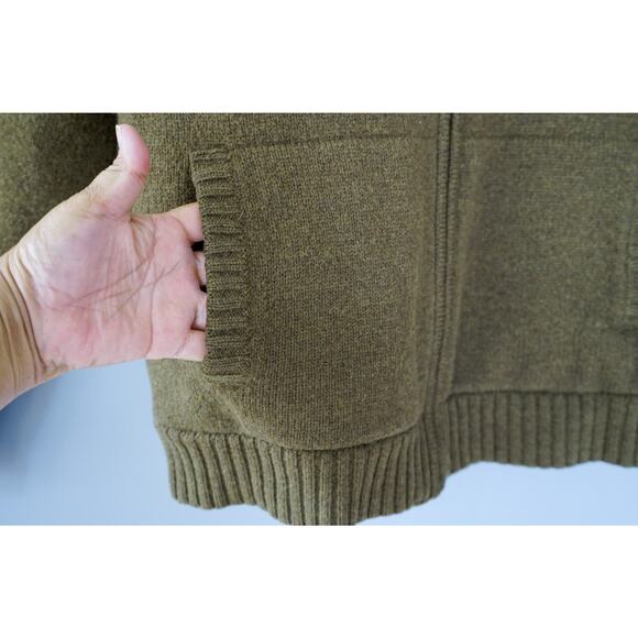 LL Bean Men Lambswool Sherpa Lined Sweater Jacket M Preppy Outdoor Grandpa Gorp - Picture 7 of 15